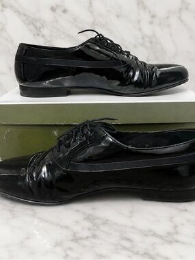 Men's Black Mezlan Broadway Patent Lace-Up Dress Shoes in size 11W